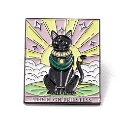 The High Priestess Word Enamel Pin, Cat Tarot Alloy Badge for Backpack Clothes, Electrophoresis Black, Star Pattern, 30.5x25.5x1.5mm, Pin: 1mm(JEWB-H007-18EB)
