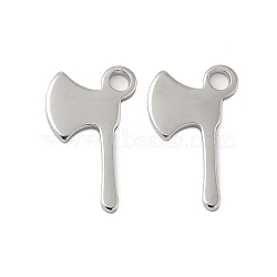 304 Stainless Steel Charms, Axe Charms, Stainless Steel Color, 12x7x1mm, Hole: 1.5mm(STAS-L022-463P)