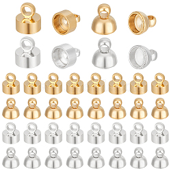 48Pcs 4 Styles Brass Pendant Bails, Bead Cap Bails, Long-Lasting Plated, Flat Round & Cone, Mixed Color, 5~5.5x5mm, Hole: 1.5~2mm, 12Pcs/style(KK-BC0012-07)