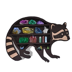 Raccoon Hanging Wooden Crystal Display Shelf, Crystal Holder Stand, Rustic Divination Pendulum Storage Rack, Witch Stuff, 300x300mm(PW-WGF7C21-01)