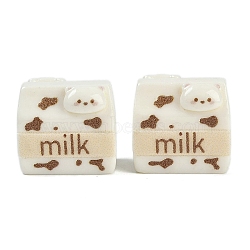 Resin Cabochons, Milk with Bear, Beige, 21.5x14x14mm(RESI-Q014-05C)