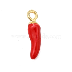 Alloy Enamel Pendants, Golden, Hot Pepper, 18x4.5x4.5mm, Hole: 2mm(FIND-I044-01J)