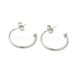 Non-Tarnish 304 Stainless Steel Stud Earring, Half Hoop Ear Stud, Stainless Steel Color, 19.5x3x20mm(EJEW-H134-02C-P)