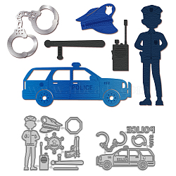 Policeman Carbon Steel Cutting Dies Stencils, for DIY Scrapbooking, Photo Album, Decorative Embossing Paper Card, Greeting Card Mold, Human, 82~102x110~116x0.8mm, 2pcs/set(DIY-WH0309-2037)