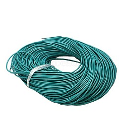 Cowhide Leather Cord, Leather Jewelry Cord, Jewelry DIY Making Material, Round, Dyed, Dark Turquoise, 1mm(WL-1MM-A26)