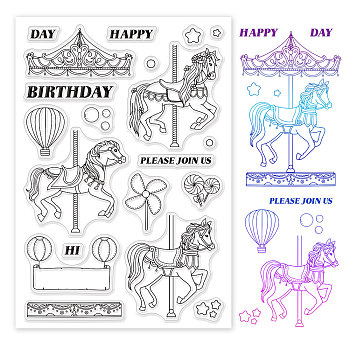 PVC Plastic Stamps, for DIY Scrapbooking, Photo Album Decorative, Cards Making, Stamp Sheets, Horse Pattern, 16x11x0.3cm