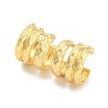 Rack Plating Brass Multi Lines Cuff Earrings, Long-Lasting Plated, Lead Free & Cadmium Free, Real 18K Gold Plated, 12.5x14.5x11mm
