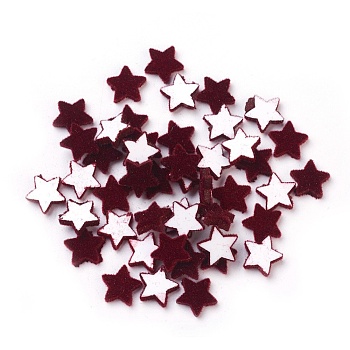 Flocky Acrylic Cabochons, Star, Dark Red, 9x9x2mm