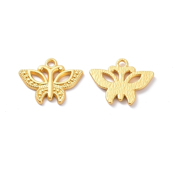 Rack Plating Alloy Pendants, Cadmium Free & Lead Free & Nickle Free, Butterfly Charm, Matte Gold Color, 15.5x19.5x1.5mm, Hole: 1.8mm