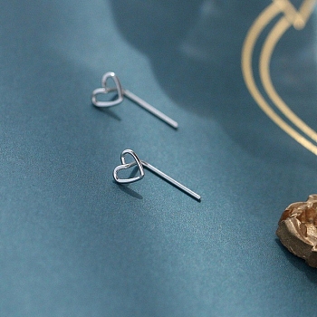Alloy Earrings for Women, with 925 Sterling Silver Pin, Heart, 10mm