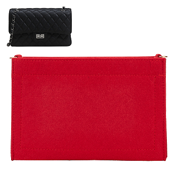 Felt Purse Organizer Insert, Bag Organizer with Handle & D-Ring Clasp, Handbag & Tote Shaper, Red, 16x22.5x3.9cm