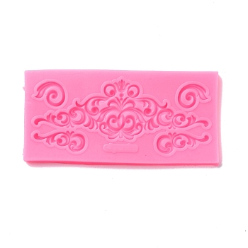 Retro Embossed Ornament Fondant Molds, Cake Border Decoration Food Grade Silicone Molds, for Chocolate, Candy, UV Resin & Epoxy Resin Craft Making, Hot Pink, 132x65x7mm, Inner Diameter: 22~119x13.5~42mm