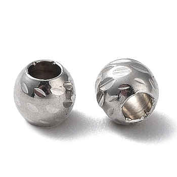 303 Stainless Steel Beads, Round, Stainless Steel Color, 4x3.5mm, Hole: 1.8mm
