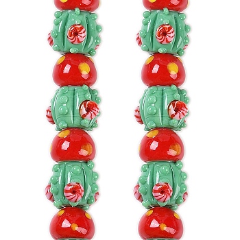 Handmade Lampwork Beads Strands, Cactus, Red, 20x15x14mm, Hole: 1.6mm, about 25pcs/strand, 19.84''(50.4cm)