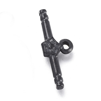 304 Stainless Steel Toggle Clasps Parts, Bar, Electrophoresis Black, 19.5x7x2.5mm, Hole: 1.2mm