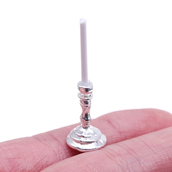 Candlestick Mini Model, Micro Landscape Dollhouse Accessories, Pretending Prop Decorations, Platinum, 12x40mm