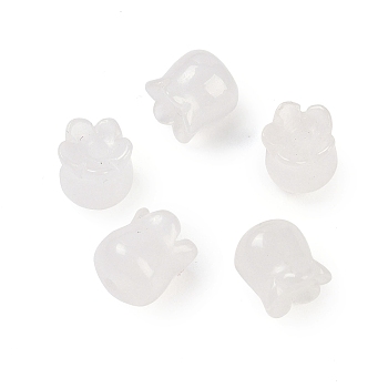 Natural White Jade Beads, Flower, 10.5x9x9mm, Hole: 1.5mm