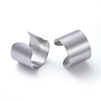 Unisex 304 Stainless Steel Cuff Earrings, Stainless Steel Color, 18.5~19.5x15mm