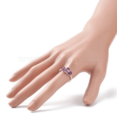 Natural & Synthetic Gemstone Round Beaded Finger Ring(RJEW-JR00514)-3
