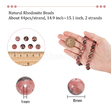 2 Strands Natural Rhodonite Beads Strands(G-NB0004-83B)-2