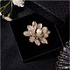Golden Lotus Flower Brooch Clear Zircon Brooch Pin White Beads Brooches Badge Jewelry for Jackets Backpack Corsage Lapel Scarf Clothing Accessories(JBR104A)-4