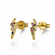 Brass Micro Pave Cubic Zirconia(Random Mixed Color) Flash Stud Earrings(EJEW-S201-86)-1