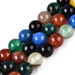 Natural Agate(Dyed & Heated) Beads Strands, Smooth Round, Mixed Color, 6~6.5mm, Hole: 0.8~0.9mm, about 62pcs/strand, 14.57''(37cm)(G-Q604-6MM-01)