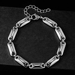304 Stainless Steel Oval Link Chain Bracelets for Men, Tarnish Free, Stainless Steel Color, 7.09 inch(18cm)(WGEFEC8-01)