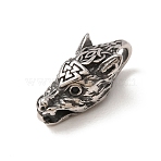 316 Stainless Steel Pendants, with Jet Rhinestone, Viking Wolf Head Charms, Stainless Steel Color, 20x9x8mm, Hole: 4x3.5mm(SA-CBA7555-02AS)