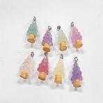 80Piece 8 Styles Transparent Resin Pendant Christmas Tree Luminous Resin Pendant DIY Decorative Accessories, Mixed Color, 22~24x10~11.5x10~11.5mm, Hole: 2mm, 10Piece/Styles(JX871A)