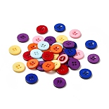 15mm Mixed Color Flat Round Resin 4-Hole Button(RESI-D033-15mm-M)