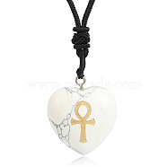 Natural Howlite Heart Engraved AnKh Cross Pendant Personalized DIY Necklaces(SC1205-8)