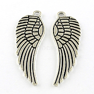 Tibetan Style Alloy Pendants, Wing, Cadmium Free & Lead Free, Antique Silver, 48x15x1.5mm, Hole: 2.5mm, about 312pcs/1000g(TIBE-Q050-108AS-LF)