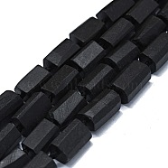 Natural Shungite Beads Strands, Frosted, Nuggets, 11~13x7~8mm, Hole: 0.8mm, about 27~30pcs/strand, 16.73''(42.5cm)(G-O170-120)