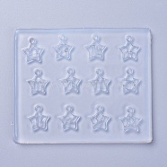 Pendant Food Grade Silicone Molds, Resin Casting Molds, For UV Resin, Epoxy Resin Jewelry Making, Star with 12 Constellation/Zodiac, White, 113x94x6mm, Hole: 3mm, Inner Diameter: 18x17mm(DIY-L026-085)