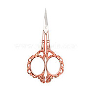 201 Stainless Steel Sewing Embroidery Scissors, Embossed Plum Blossom Handcraft Scissors for Needlework, Rose Gold, 115mm(SENE-PW0002-066RG)