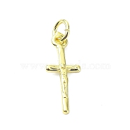 Brass Pendants, Cross, Real 18K Gold Plated, 17.5x7x2mm(KK-H475-33G)