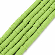 Handmade Polymer Clay Bead Strands, Heishi Beads, Disc/Flat Round, Yellow Green, 4x0.5~1mm, Hole: 1.5mm, about 320~447pcs/strand, 15.74~16.92 inch(X-CLAY-T002-4mm-68)