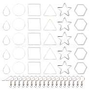 DIY Geometry Brass Dangle Earring Making Kits, include Linking Rings & Earring Hooks, Mixed Shapes, Platinum, 240pcs/box(DIY-SC0012-79)