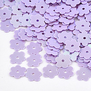 Ornament Accessories, PVC Plastic Paillette/Sequins Beads, Flower, Lilac, 6x7~7.5x0.4mm, Hole: 1mm, about 3500pcs/50g(X-PVC-S033-07E)