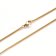 Vacuum Plating 304 Stainless Steel Curb Chain Necklace, with Lobster Claw Clasp, Golden, Link: 2x1.5x0.4mm, 19.68 inch(50cm)(NJEW-S420-001A-G)
