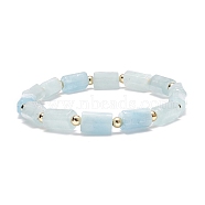Natural Aquamarine Column Beaded Stretch Bracelet, Gemstone Jewelry for Women, Inner Diameter: 2-1/8 inch(5.4cm)(BJEW-JB08596-05)
