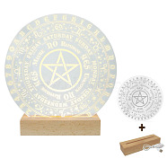 Acrylic Wiccan Vintage Metatrons Star Tabletop Decor Plate Night Light, with Wood Base USB Table Lamp Desk Bedroom Decor, Star, 220x220mm(PW-WG63634-02)