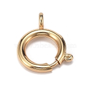 Brass Spring Ring Clasps, Long-Lasting Plated, Real 18K Gold Plated, 19x13.8x2.5mm, Hole: 2.3mm(ZIRC-F120-014G)