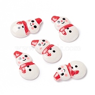 Christmas Themed Opaque Resin Cabochons, Snowman, Red, 25x14x4mm(CRES-P022-02)