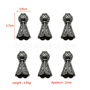Tibetan Style Cord Ends, End Caps for Necklace, Bracelet Making, Antique Silver, 17x9mm, Hole: 2mm, about 303pcs/500g(PW23030780167)