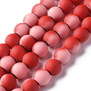Spray Painted Non-magnetic Synthetic Hematite Beads Strands, Round, Red, 8x7.5mm, Hole: 1mm, about 53~40pcs/strand, 15.55 inch~15.75 inch(39.5~40cm)(G-N337-01C)