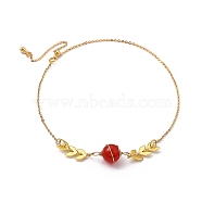 Adjustable Brass Slider Bracelets, with Natural Agate Beads and Cable Chains, Real 18K Gold Plated, Inner Diameter: 3 inch(7.6cm)(BJEW-JB05402-01)