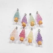 80Piece 8 Styles Transparent Resin Pendant Christmas Tree Luminous Resin Pendant DIY Decorative Accessories, Mixed Color, 22.5x11.5mm, Hole: 2mm, 10Piece/Styles(JX871A)