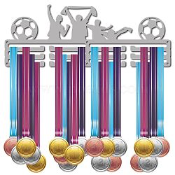 Fashion Iron Medal Hanger Holder Display Wall Rack, with Screws, Word GYMNASTICS, Silver, 150x400mm(ODIS-WH0023-058)